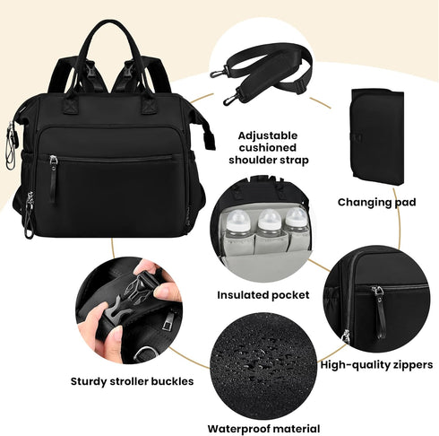 Large Diaper Bag Tote Lightweigt Diaper Tote Bag With Large Capacity Matching Changing Pad, Waterproof Design