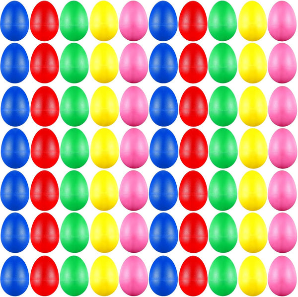 100 Pieces Egg Shakers Musical Instruments, Plastic Easter Egg Shaker for Kids Toys, 5 Colors