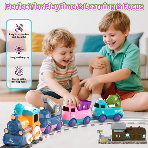 Dynffur Set 2-4, 2 3 4 5 2-5 Electric Train for Toddler Control Music Train Toy with Light, Tracks, Toddler Toys
