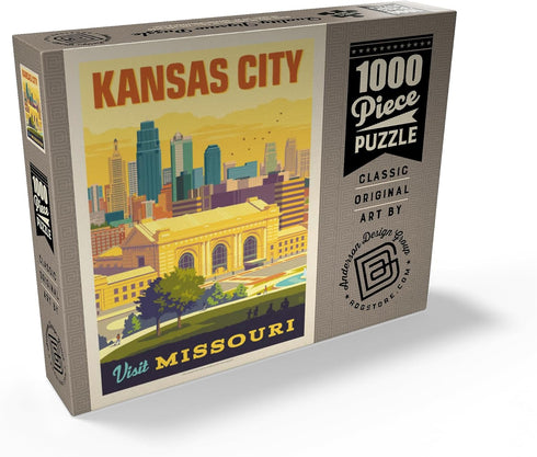 MyPuzzle Missouri Vintage Poster: Kansas City, Union Station - Premium 1000 Piece Jigsaw Puzzle for Adults