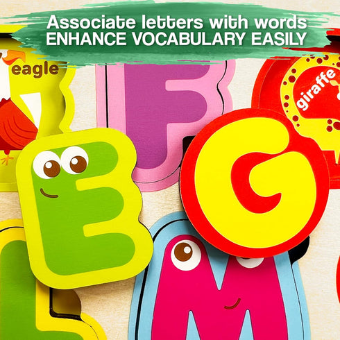 QUOKKA Wooden Puzzles for Toddlers 3-5, Alphabet Toddler Puzzles, Educational Toys for Boys and Girls