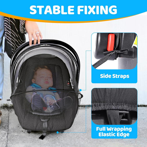 Orzbow Mosquito Net for Baby Car Seats, Universal & Breathable Insect Mesh Net, Black, Suitable for Summer