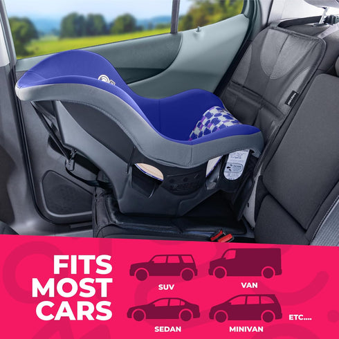 Waterproof Car Seat Protector for Child with Thick Padding, 2 Pockets, Universal Car Seat Pad & Mat - Black