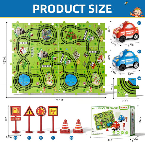 Bennol 56 Jigsaw Puzzle Race Track Car Set, Toddler Toys for Boys Age 2-5, Gifts for Kids
