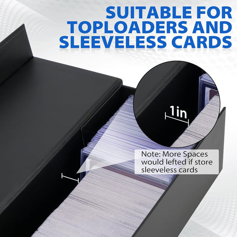 3Pack Trading Card Storage Box with 15PCS Dividers, Magnetic Toploaders, Holds 1000+ Cards or 200 Toploaders