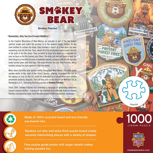 MasterPieces 1000 Piece Jigsaw Puzzle - Smokey Bear Patches, 20"x27" for Adults, Family, Or Youth