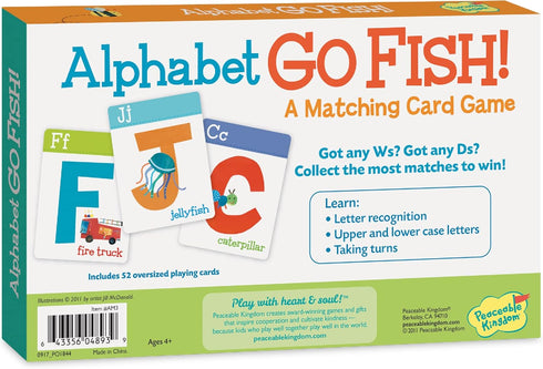 Peaceable Kingdom Alphabet Go Fish Letter Matching Card Game, 52 Oversized Cards, Ages 4+, 2 to 6 Players
