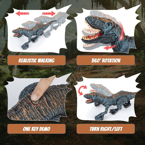 Lozadia 3-5 5-7 8-12 360 Remote Control Dinosaur Toys for Kids yr, Large T-Rex Dinosaur Toys with Swaying Head, Mist