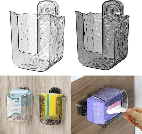 Haoyull Wall Mounted Wet Wipe Dispenser with Suction Cup Easy to Installation Versatile Use Storage Case in Kitchen