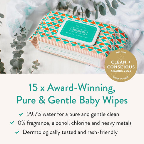 3 Packs 80 (240 JOONYA Unscented Baby Wipes Plant-Based, Fragrance-Free Bulk Diaper Wipes | Hypoallergenic, Non-Toxic