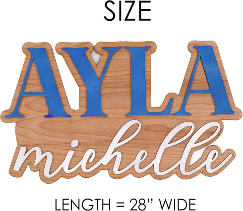 MYETCHEY 3D Large Wood Nursery Sign | Nursery name sign for Kids | Custom Wood Name Sign | Wood Baby Name Sign (Pink)