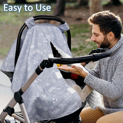 Dinosaur-Themed Nursing Pillow Cover - Infant Car Seat Insert for Comfort