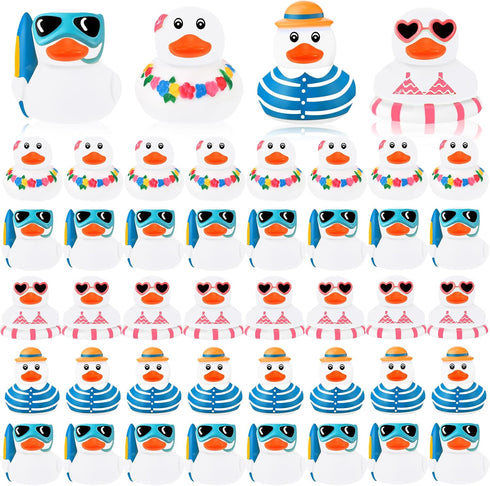 Honoson 36 Pcs Summer Beach Rubber Duckies Bulk Mini Rubber Duck Bath Toys