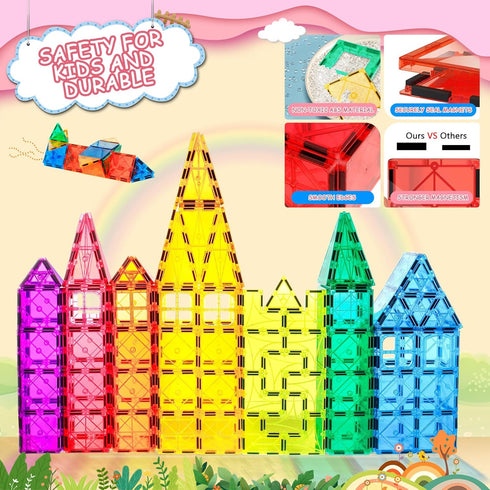 Magnetic Tiles for Kids, 3D Magnet Blocks Building Toys, Preschool Stacking Blocks STEM Toys for Toddlers Ages 3-12