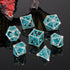 D&D Hollow Metal Blue White Dragons Polyhedral Dice Set for Dungeons and Dragons RPG Tabletop Games
