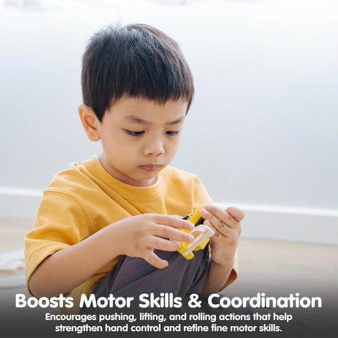Set Set PlanToys Road Construction Wooden Montessori Imaginative and Fine Motor Play Toy | Coordination, Creativity
