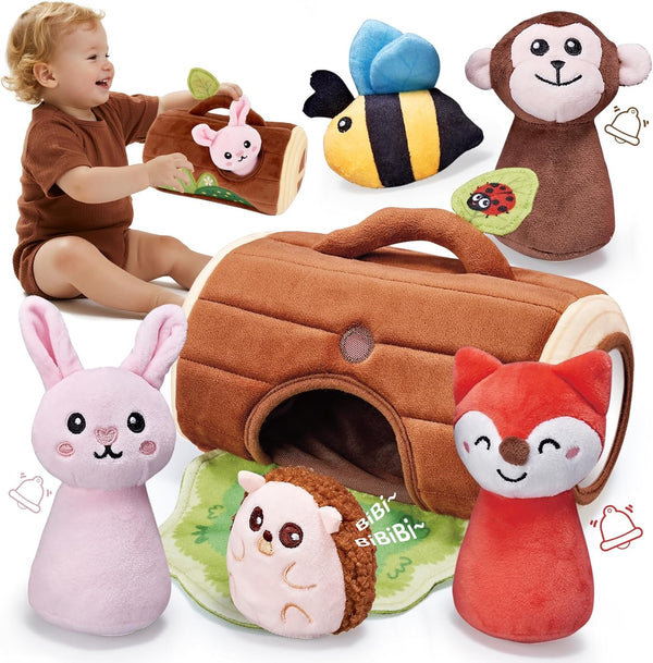 CuteZone Baby Toys 6-12 Months, Stuffed Animals for Babies, Soft Plush Forest Sensory