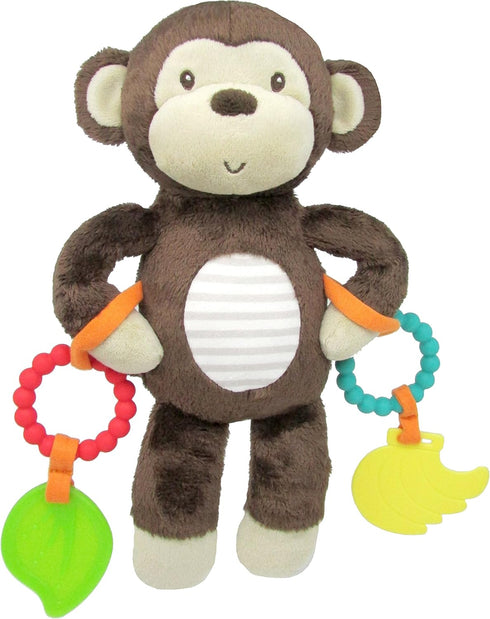 Carter's Plush Monkey Stuffed Animal with Teether Rings, 11"
