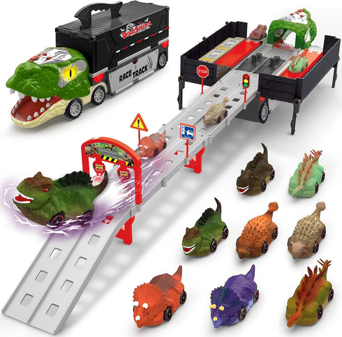 Gloween Dinosaur Toys for Kids 3-5, Dinosaur Truck with 8 Small Dinosaur