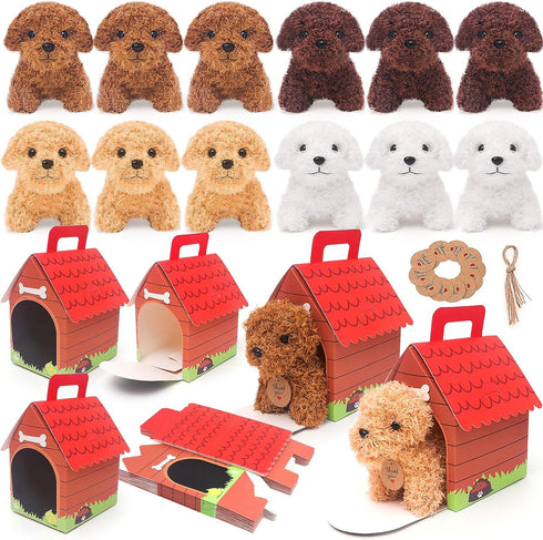 HAPGFS 12 Pcs Mini Plush Puppy Stuffed Dogs with Keychain, Adopt A