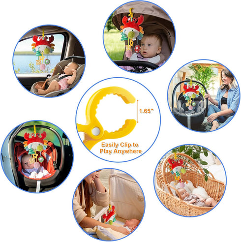 0-6 0-3-6-12 Lynncare Car Seat Toy for Babies Months, Stroller Toy with a Convenient Clip, Carseat Toys Hanging Baby