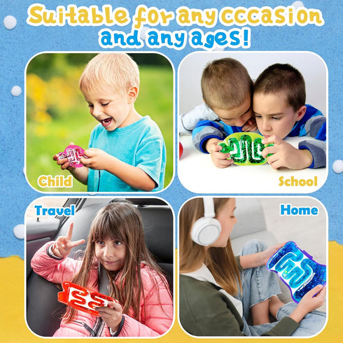8 Pack Squeeze Fidget Toys for Kids,Squishy Sensory Tube with Maze Bead,Colorful Goo,Glitter Sequins,Stress Anxiety