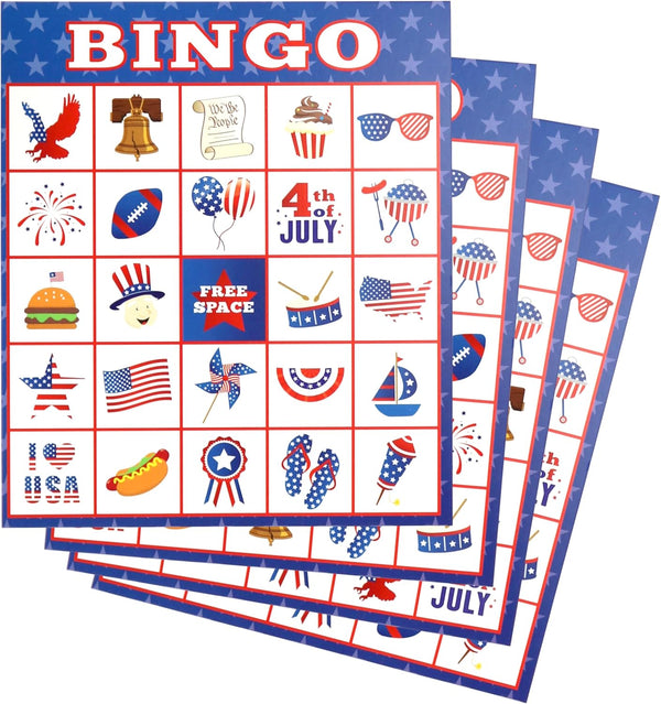 Iconikal 32 Player Bingo Game Set, Patriotic, American Flag, America Map, Independence