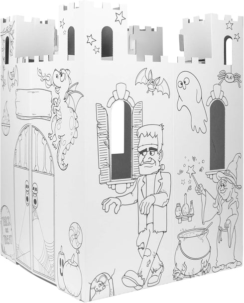 Easy Playhouse Haunted Castle, Kids Art & Craft for Indoor & Outdoor Fun, Decorate a Cardboard Fort