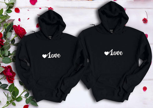 Love Sweatshirts For Couple - Valentine's Day Hoodies For Women, Men, Boys, Girls - Gift for Her and Him - Family