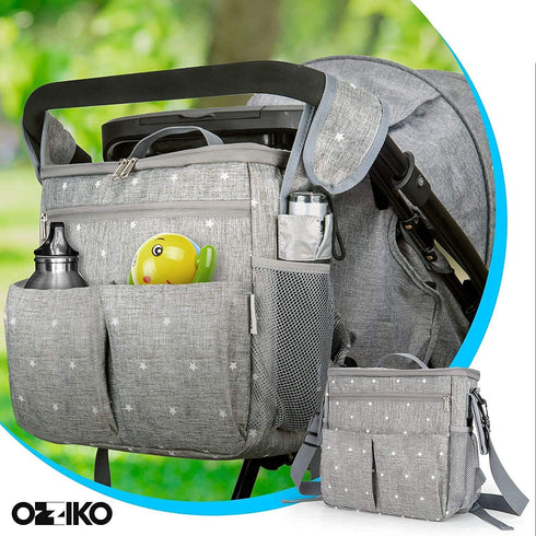 Ozziko Backpack Stroller Organizer, Universal Diaper Bag Bag Fit for Newborn Baby Girl Or Boy Tote, Gift for Shower