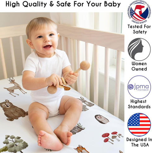 Sweet Jojo Designs Fitted Baby Crib Sheets (Woodland Animals) for Boys or Girls, Infant Nursery, Toddler Room