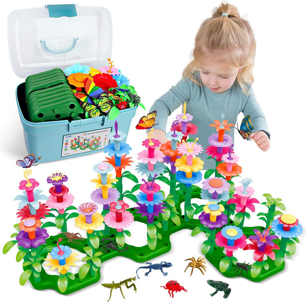 Toys Gifts for 2-6 Years Old, 156 PCS Insect Flower Garden Building Set, Educational Learning for Toddler Girls & Boys