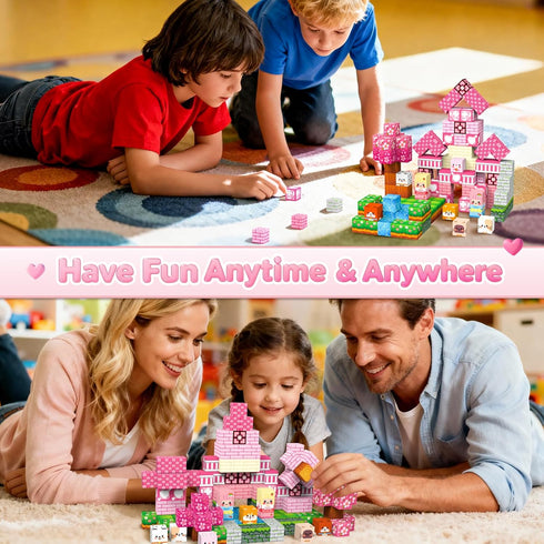 Laoren 4-12 Castle-150pcs) Magnetic Building Blocks, STEM Toys Educational Magnet Cubes for Kids Ages (Pink