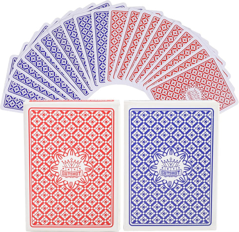 GUTSHOT Playing Cards - Waterproof Deck with Spill-Proof Design, Pack of 2 (Blue & Red)