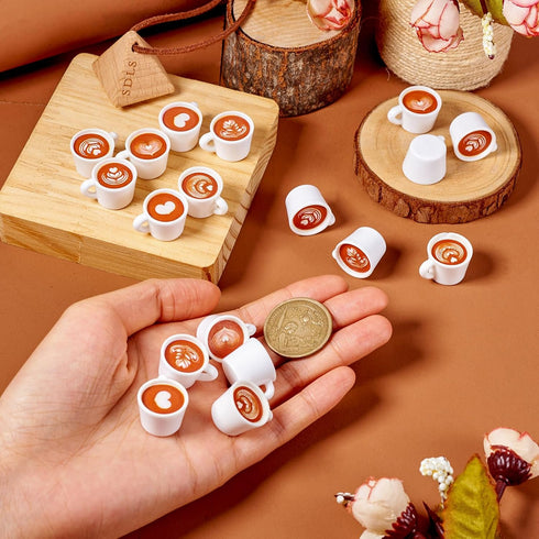 20Pcs 5 Beadthoven Mini Resin Coffee Cups Styles Miniature Coffee Mug Tiny Coffee Drink Beverage Dollhouse Accessories