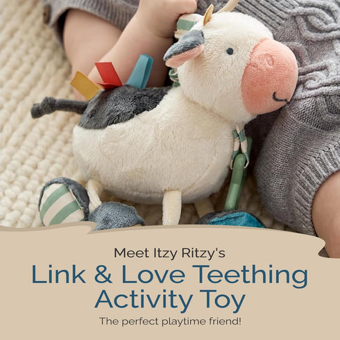0 Itzy Ritzy Link & Love Toy for Stroller or Car Seat Features Textured Ribbons, Crinkle Sounds, Clinking Rings