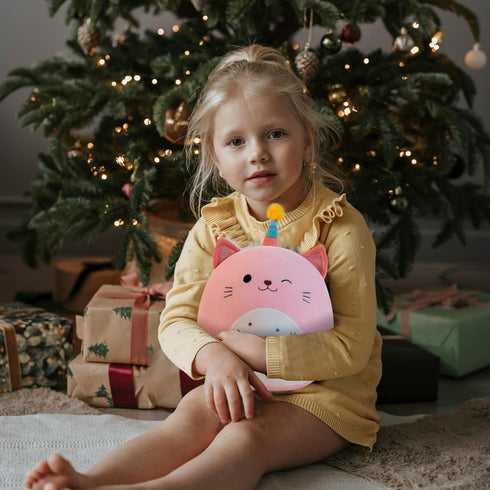 Cat Plush Cute Stuffed Animals - Soft Birthday Gift Cat Plushie Pillow for Kids, Boys, Girls, 8 inch Pink