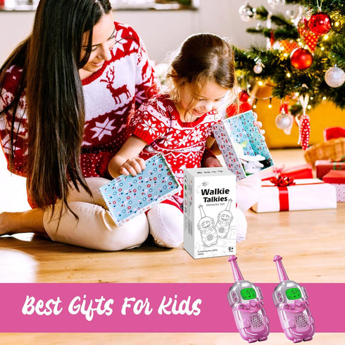 VARLEA 2 Pack,Walkie Flashlight,3-12 Gift,3 Mini Robot Kids Walkie Talkies Talkies for Kids with Backlit LCD Year Boy