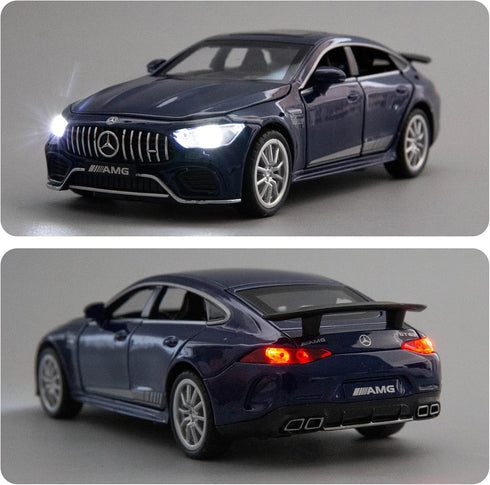 1/32 Diecast Car Benz AMG GT63 Model Pull Back with Sound and Light Toy for Boys Girls Adult Gift (Blue)
