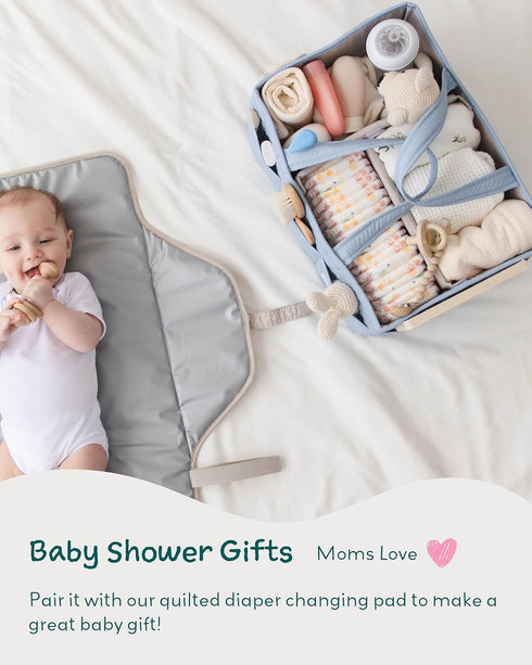 Lily Miles Baby Diaper Caddy Organizer, Quilted Nursery Storage Organizer for Newborn Essentials and Diaper Changing