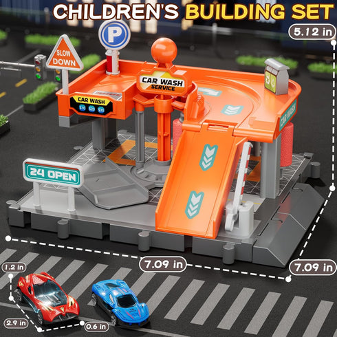 Playsets, Playset, 1:64 Toy Cars Toy Car Wash for Kids, Activity Drivers Scale Car, Parking lot with Track, Foam
