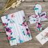 Newborn Girls Receiving Blanket Headband Set, Flower Baby Swaddle Blankets (0-6 Months, Striped)