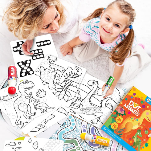 Jar Melo Washable Dot Markers, 8 Colors Dot Paints with 108 PDF & 10 Physical Activity Papers, Non-Toxic Bingo Daubers