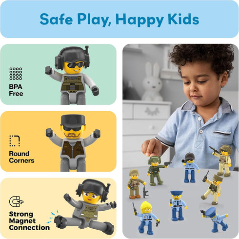 Set Pack Playset PTA12 Picasso Toys Magnetic Action Figures Character Law Enforcement for Construction Building Block