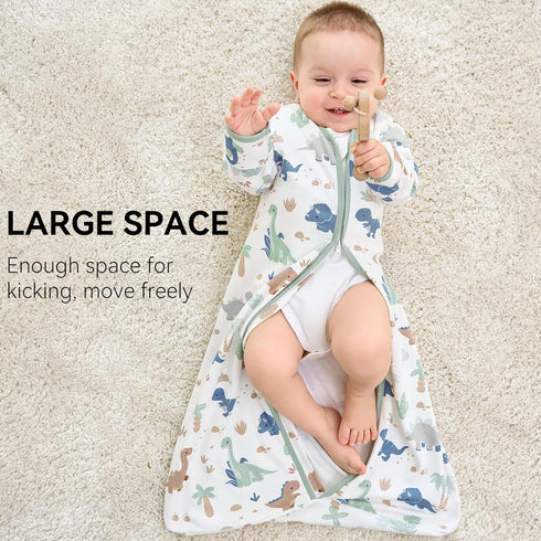 12-18 0.5 2-Way 2 Pack(Large) Baby Sleep Sack Months, Long Sleeve Baby Wearable Blanket Tog with Mittens, Zipper