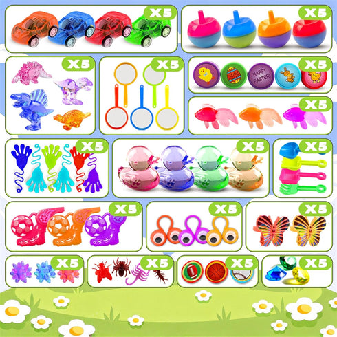 150 PCS Prefilled Easter Eggs with Toys,Filled Easter Eggs with Toys Inside,Easter Basket Stuffers for Kids,Prefilled