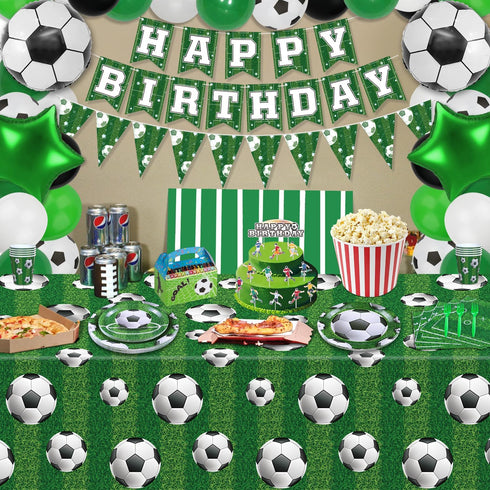 160 Packs Soccer Party Supplies, Boys Sports Theme Birthday Decor, Soccer Plates, Ball Theme Napkins, Serves 40