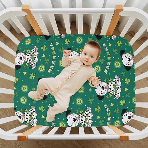 KEIGE A23011183 St. Patrick's Day Dog Shamrock Fitted Crib Sheet for Girls and Boys,Soft Breathable Microfiber Baby