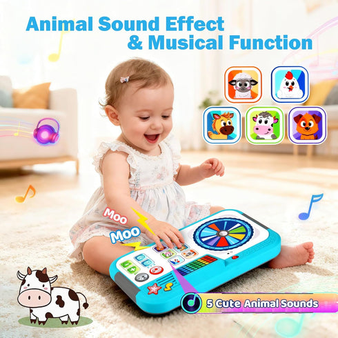 SANANT Set, 6-12 Tummy 1st 1 2 3 Baby DJ Toddler Musical DJ Table with Lights for Months, Preschool Infant Time Toy