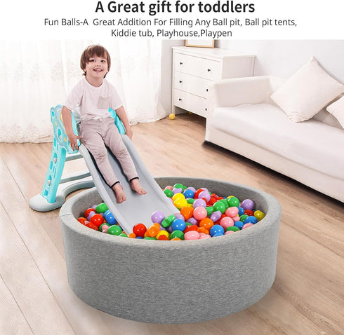 Star Ball Pit Balls for Toddlers, 100 Pcs Phthalate Free BPA Free Crush Proof Plastic, 7 Bright Colors with Storage Bag